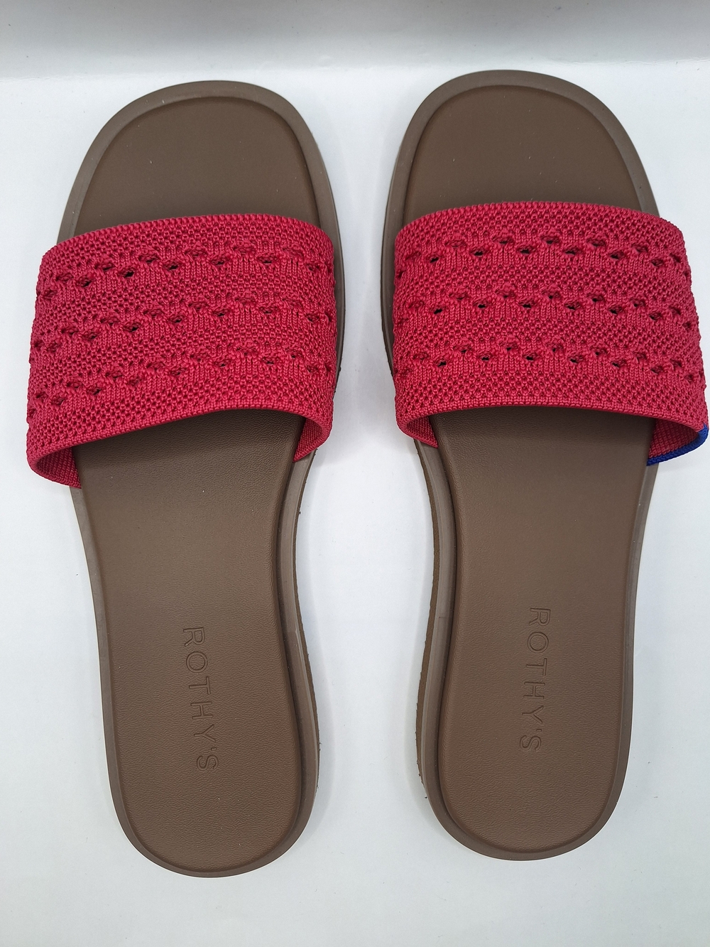 Rothy’s The Slide Sandal Rouge Crochet Red Knit Slides Women’s Size 8
